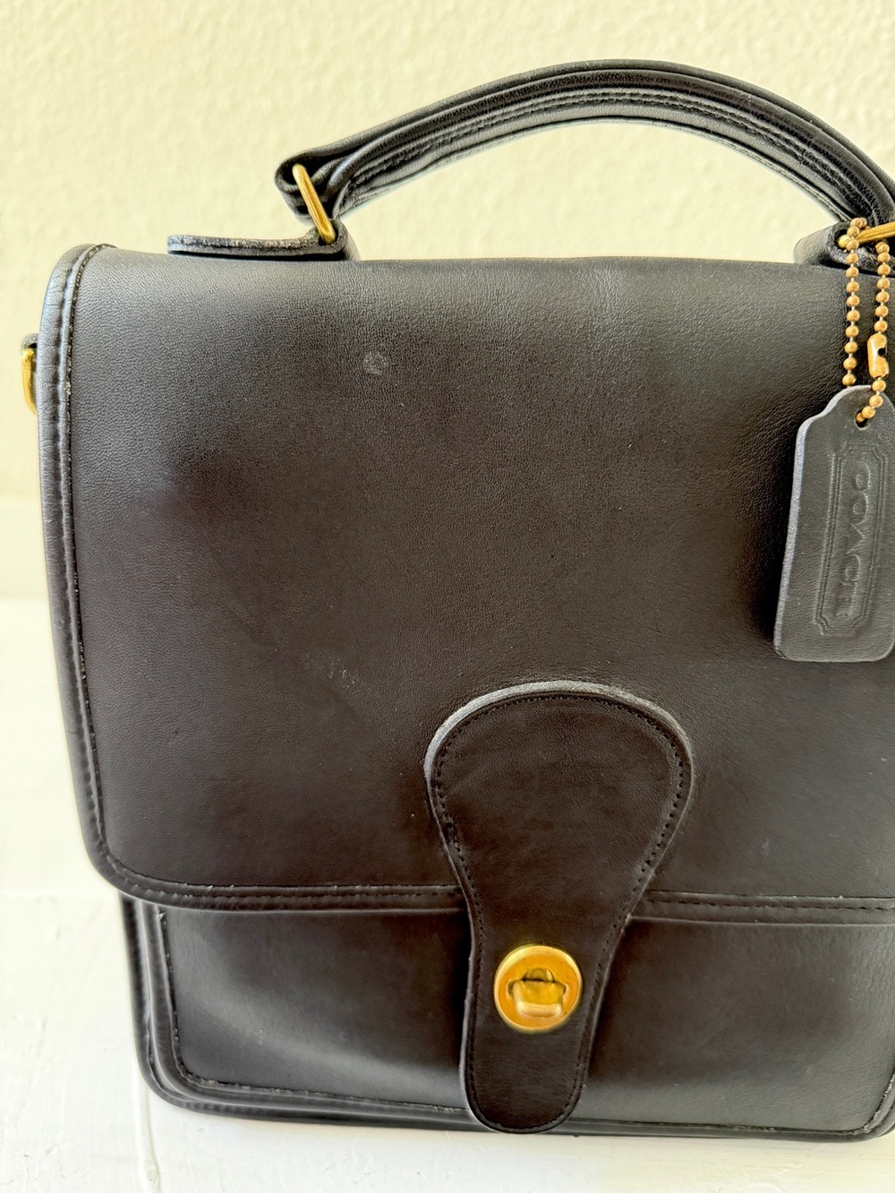 Vintage Coach Black Station Crossbody Top Satchel Bag With Dust Bag - Picture 11 of 12